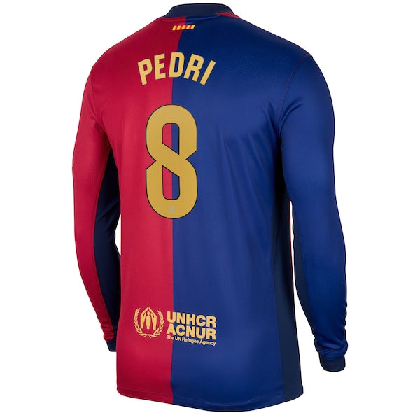 Pedri Barcelona Nike 2024/25 Home Long Sleeve Replica Player Jersey - Royal