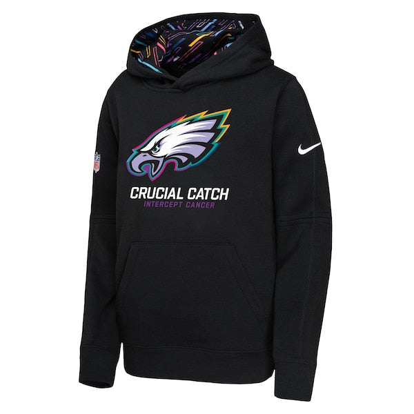 Philadelphia Eagles Nike Youth 2024 NFL Crucial Catch Pullover Hoodie - Black