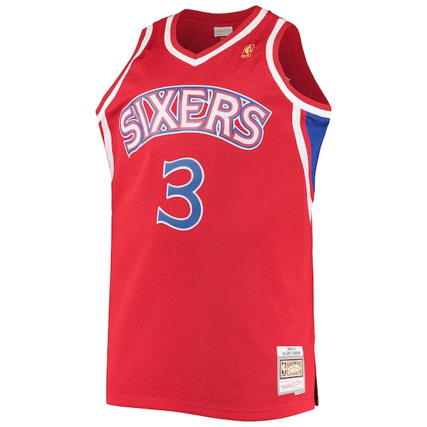 Allen Iverson Philadelphia 76ers 1996/97 Big & Tall Hardwood Classics Swingman Jersey - Red/Black/Royal/White