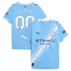 Manchester City Puma Youth 2025/26 Home Replica Custom Jersey - Sky Blue/Green/Black
