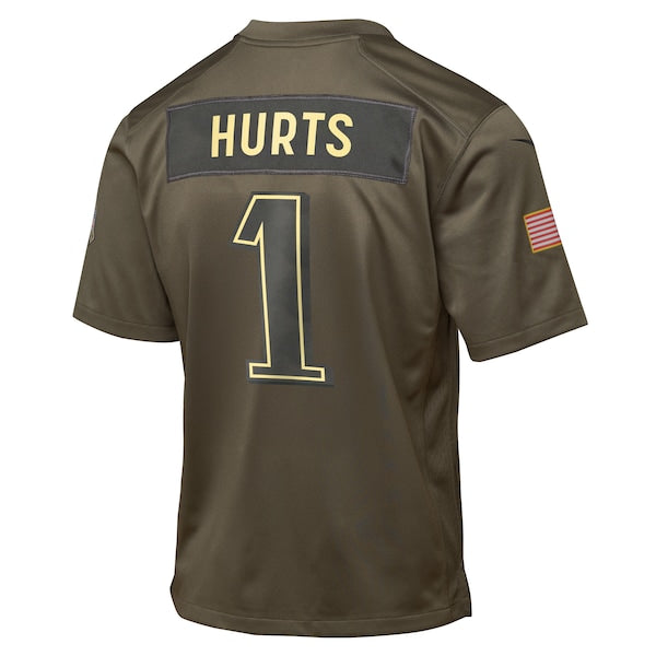 Jalen Hurts Philadelphia Eagles Nike Youth 2025 Salute to Service Game Jersey - Olive