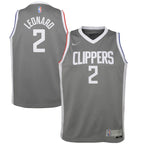 Kawhi Leonard LA Clippers Nike Youth 2020/21 Swingman Player Jersey Gray - Earned Edition