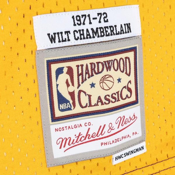 Wilt Chamberlain Los Angeles Lakers Hardwood Classics 1971/72 Split Swingman Jersey - Purple/Gold