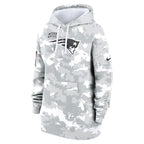New England Patriots Nike Women's 2024 Salute To Service Club Fleece Pullover Hoodie - Arctic Camo
