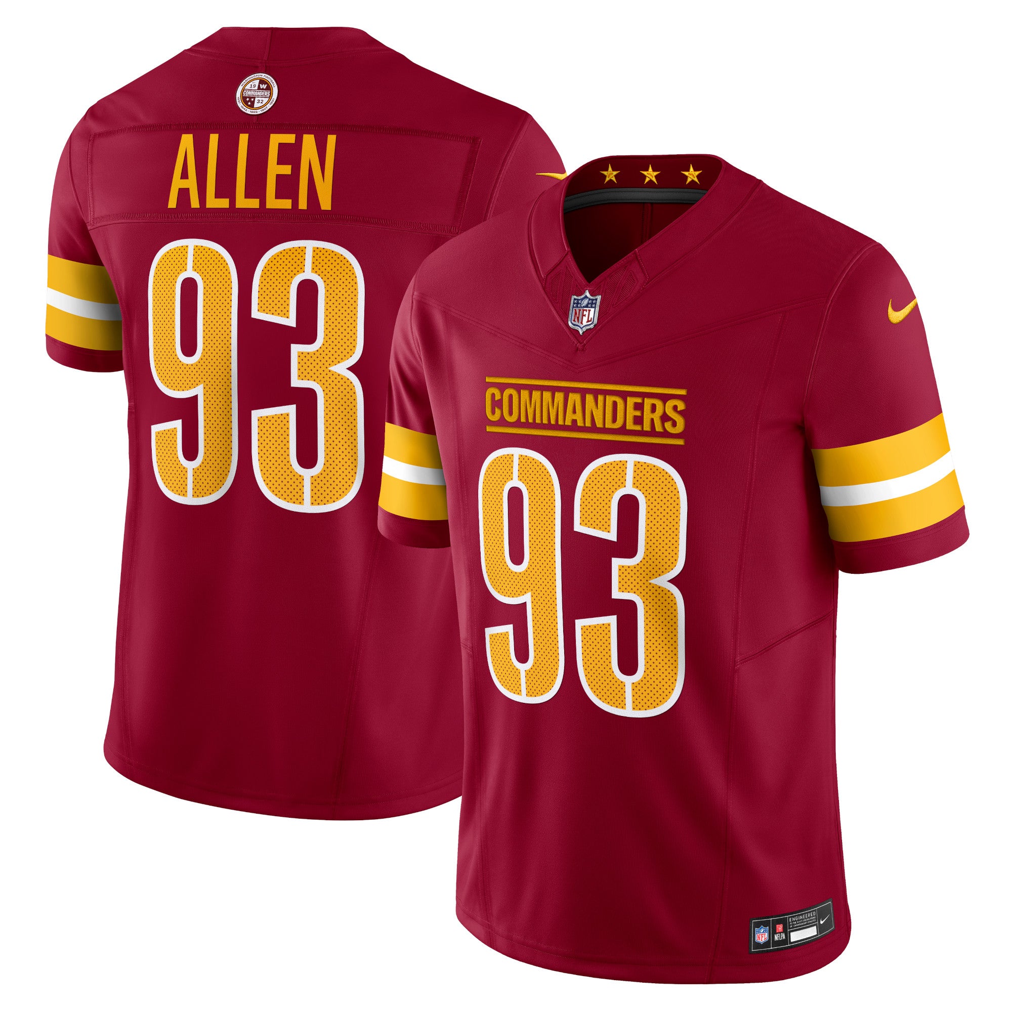 Jonathan Allen Washington Commanders Nike Alternate Vapor F.U.S.E. Limited Jersey - Black/Burgundy