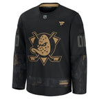 Anaheim Ducks  2024 Military Appreciation Personalized Long Sleeve Practice Jersey - Black