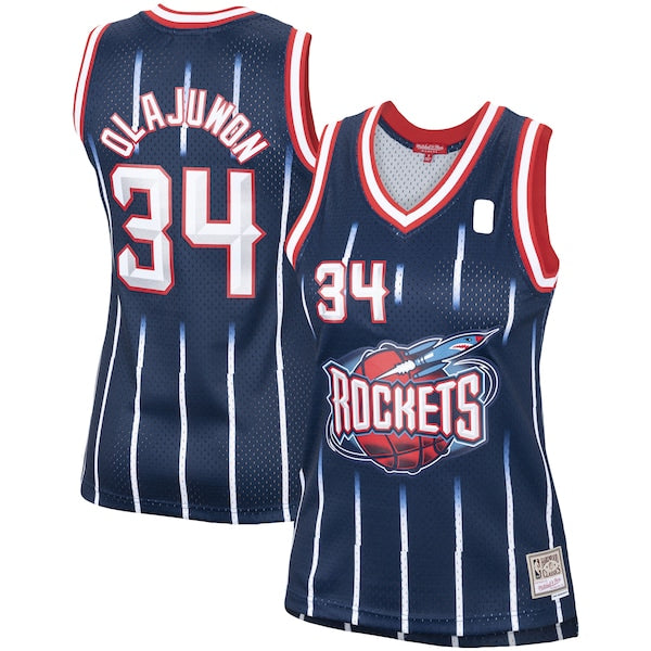 Hakeem Olajuwon Houston Rockets Women's  Hardwood Classics Swingman Jersey - Navy/Red