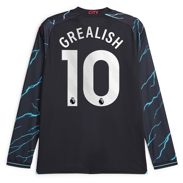 Jack Grealish Manchester City Puma 2023/24 Third Long Sleeve Replica Player Jersey - Navy