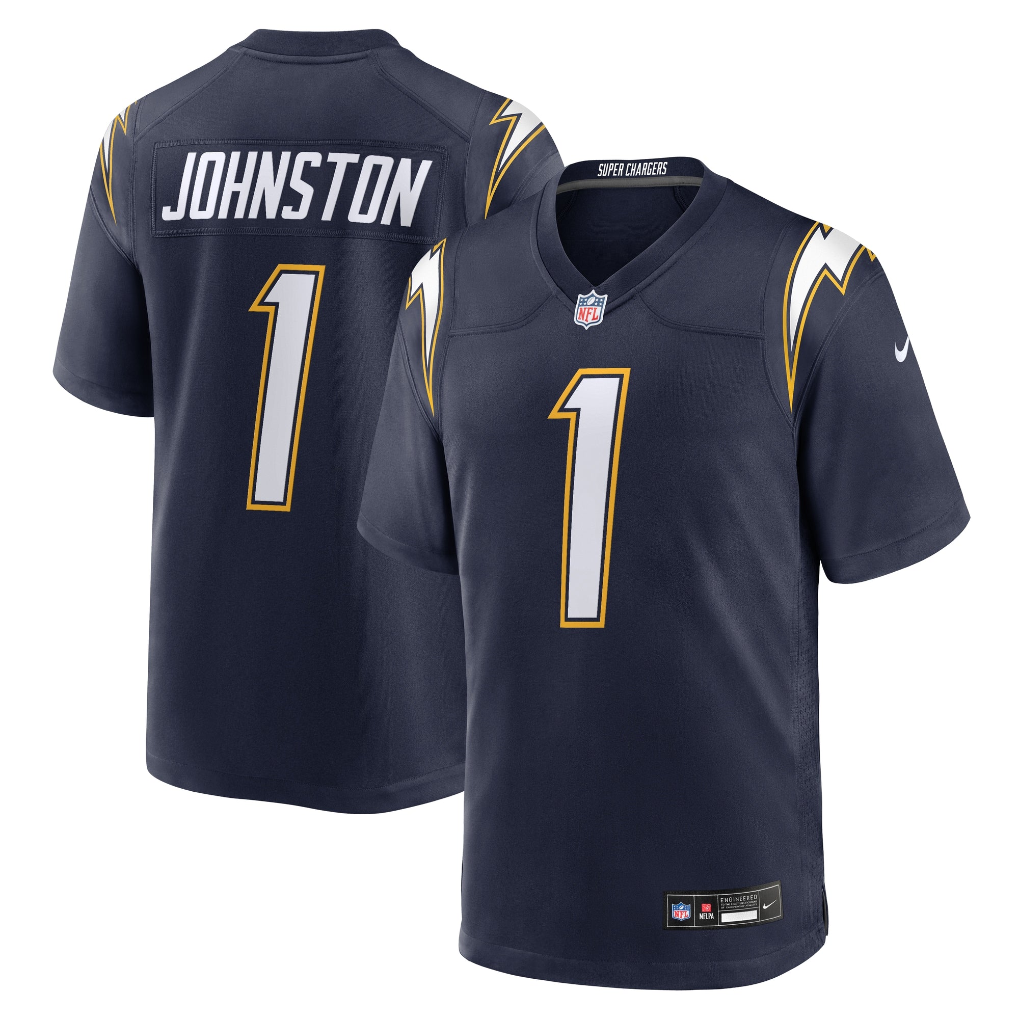 Quentin Johnston Los Angeles Chargers Nike Alternate Charger Power Game Player Jersey - Gold/Powder Blue/Navy