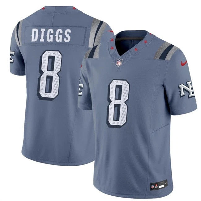 Stefon Diggs New England Patriots Nike 2025 RIVALRIES Vapor Limited Jersey - Storm Blue