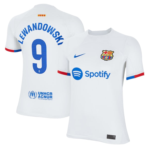 Robert Lewandowski Barcelona Nike Youth 2023/24 Away Replica Jersey - White