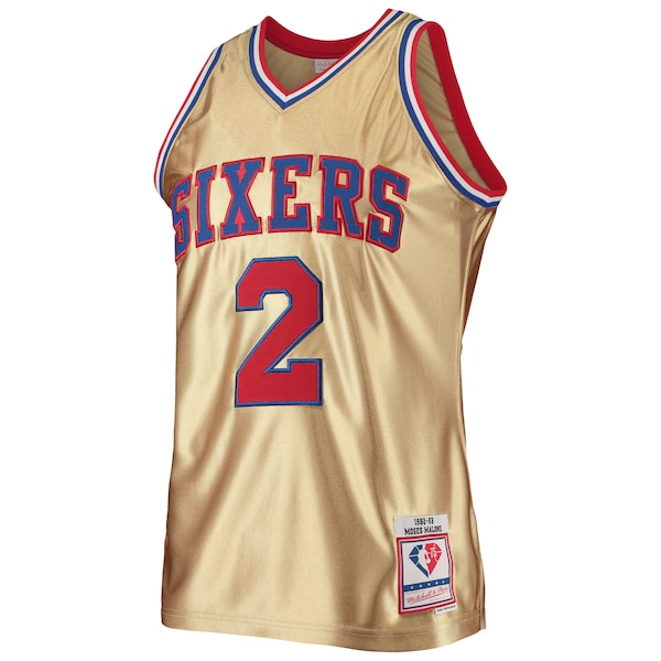 Moses Malone Philadelphia 76ers 75th Anniversary 1982/83 Hardwood Classics Swingman Jersey - Gold