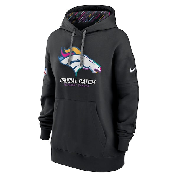 Denver Broncos Nike Women's 2024 NFL Crucial Catch Club Pullover Hoodie - Black