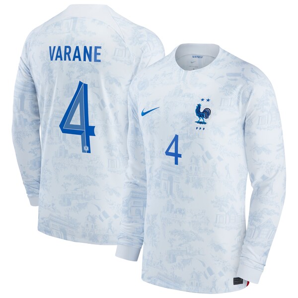 Raphael Varane France National Team Nike 2022/23 Away Breathe Stadium Replica Long Sleeve Jersey - White