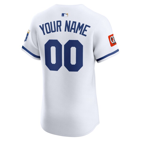 Kansas City Royals Nike Home Elite Sponsor Patch Custom Jersey - White