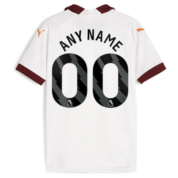 Manchester City Puma Youth 2023/24 Away Custom Replica Jersey - White