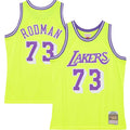 Dennis Rodman Los Angeles Lakers  Hardwood Classics 1998/99 Tropical Swingman Jersey - Neon Yellow