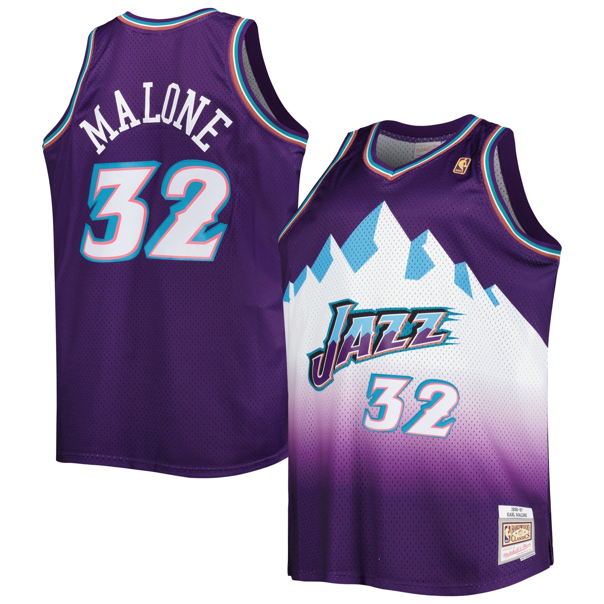 Karl Malone Utah Jazz 1996/97 Big & Tall Hardwood Classics Swingman Jersey - White/Purple
