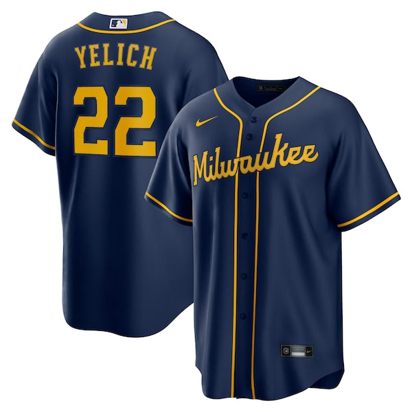 Christian Yelich Milwaukee Brewers Nike Alternate Replica Player Jersey - Navy/Cream/Gray/White