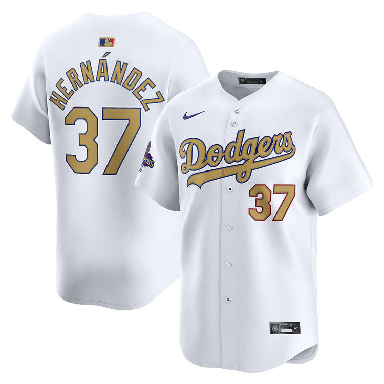 Teoscar Hernandez Los Angeles Dodgers Nike 2025 Gold World Series Champions Limited Jersey - White