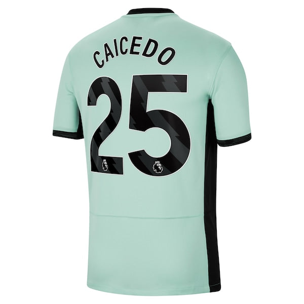 Moisés Caicedo Chelsea Nike 2023/24 Third Stadium Replica Player Jersey - Mint/Blue/Navy