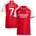 Bukayo Saka Arsenal adidas 2023/24 Home Authentic Player Jersey - Red/Yellow