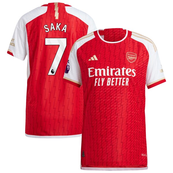 Bukayo Saka Arsenal adidas 2023/24 Home Authentic Player Jersey - Red/Yellow