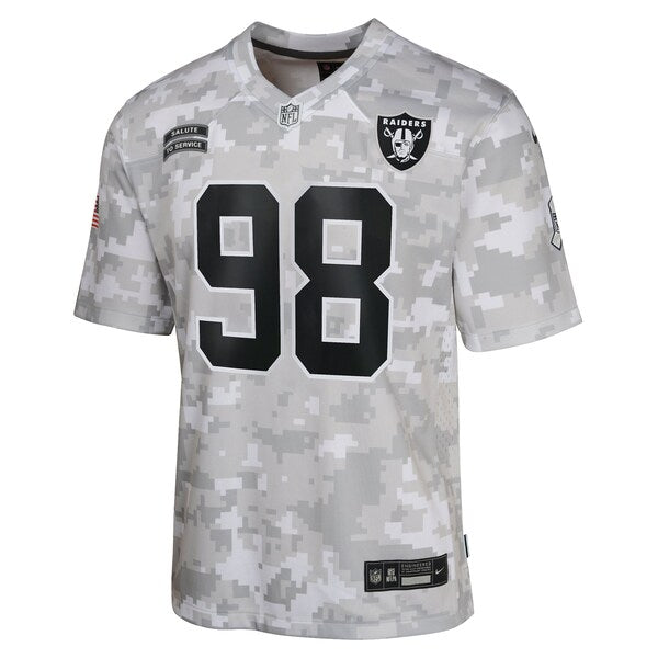 Maxx Crosby Las Vegas Raiders Nike Youth 2024 Salute to Service Game Jersey - Arctic Camo