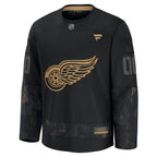 Detroit Red Wings  2024 Military Appreciation Personalized Long Sleeve Practice Jersey - Black