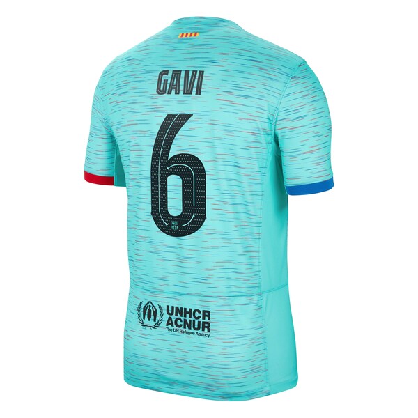 Gavi Barcelona Nike 2023/24 Third Replica Jersey - Aqua/Royal/White