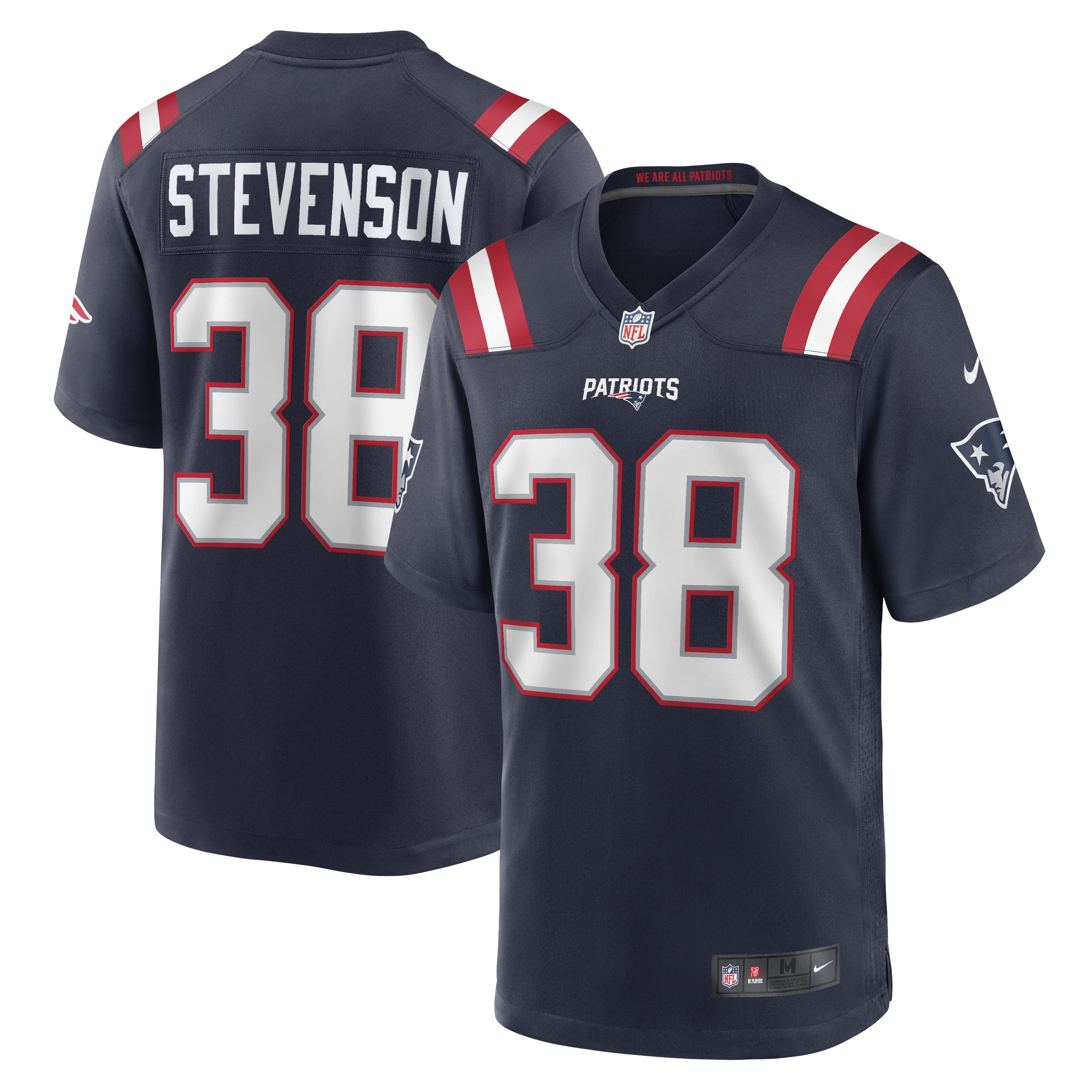 Rhamondre Stevenson New England Patriots Nike Game Player Jersey - White/Navy/Red