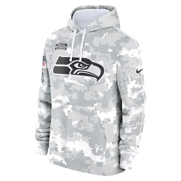 Seattle Seahawks Nike 2024 Salute to Service Club Fleece Pullover Hoodie - Arctic Camo