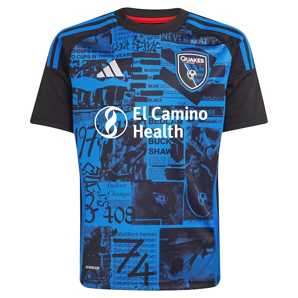 Hernán López San Jose Earthquakes adidas Youth 2025 Headliner Replica Player Jersey - Black