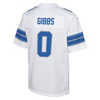Jahmyr Gibbs Detroit Lions Nike Youth Game Jersey - White/Black/Blue