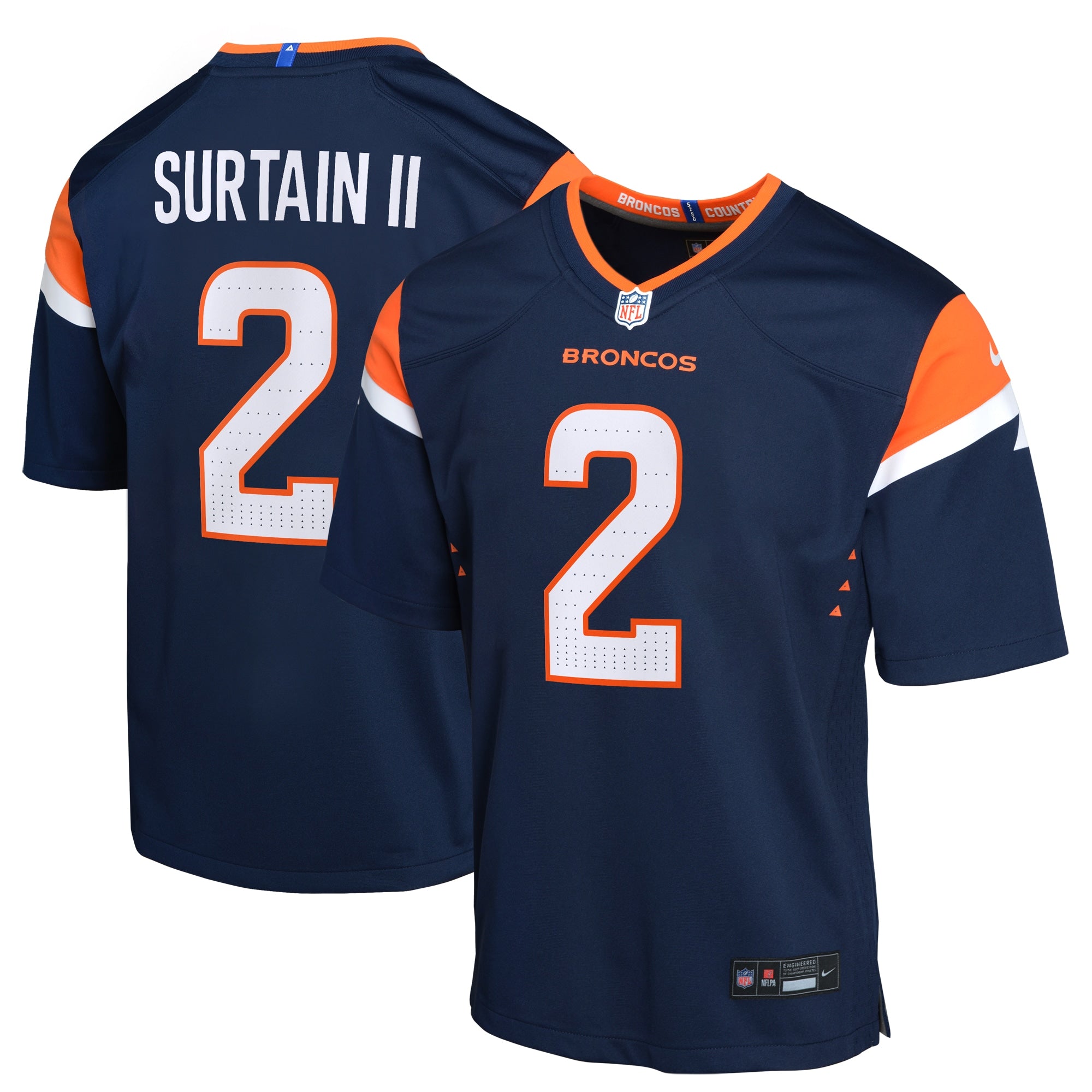 Patrick Surtain II Denver Broncos Nike Youth Game Jersey - Orange/Navy/White