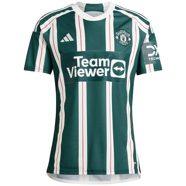 Kobbie Mainoo Manchester United adidas 2023/24 Away Replica Player Jersey - Green/Red