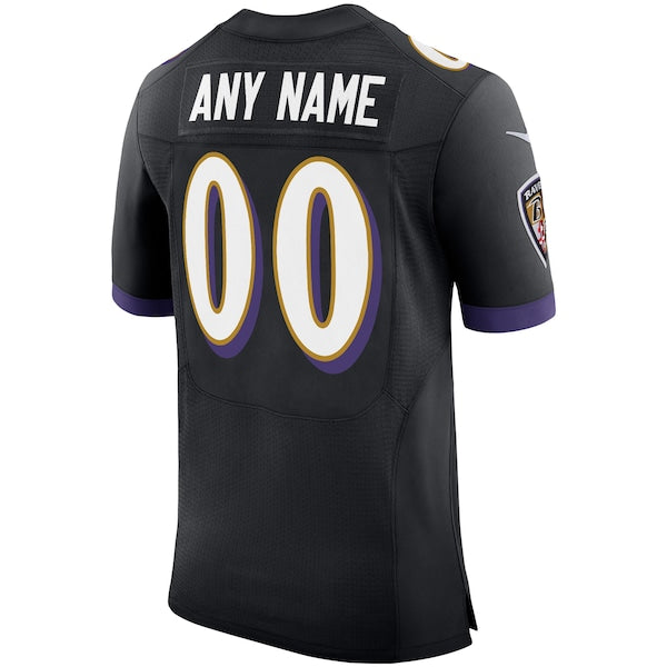 Baltimore Ravens Nike Speed Machine Elite Custom Jersey - Black