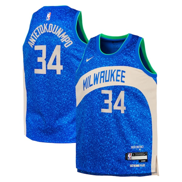 Giannis Antetokounmpo Milwaukee Bucks Nike Youth  Swingman Replica Jersey - City Edition - Royal