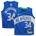 Giannis Antetokounmpo Milwaukee Bucks Nike Toddler Swingman Replica Jersey - City Edition - Royal