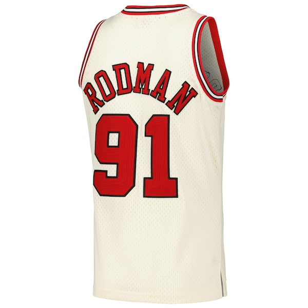 Dennis Rodman Chicago Bulls  Chainstitch Swingman Jersey - Cream