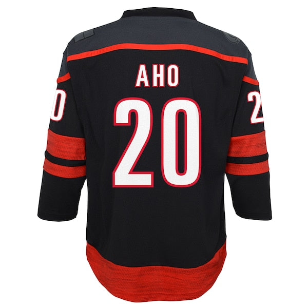 Sebastian Aho Carolina Hurricanes Youth Home Replica Player Jersey - Black/White
