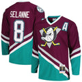 Teemu Selanne Anaheim Ducks  1996/97 Alternate Captain Patch Blue Line Player Jersey - Purple
