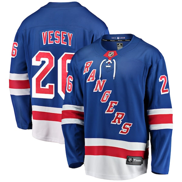 Jimmy Vesey New York Rangers  Home Breakaway Player Jersey - Blue