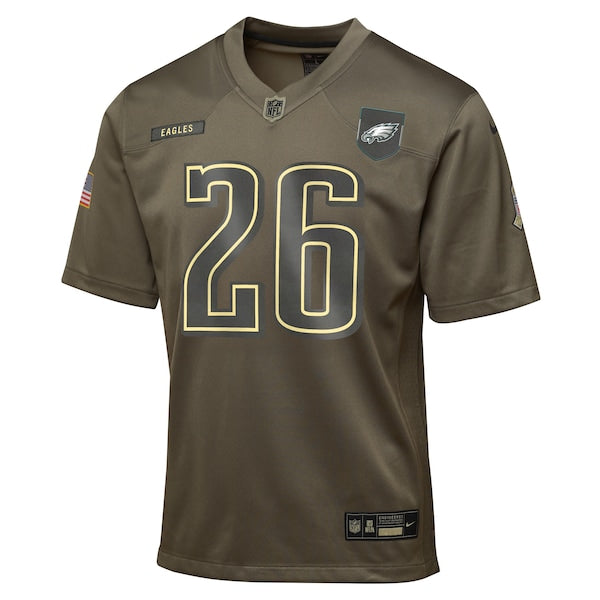 Saquon Barkley Philadelphia Eagles Nike Youth 2025 Salute to Service Game Jersey - Olive