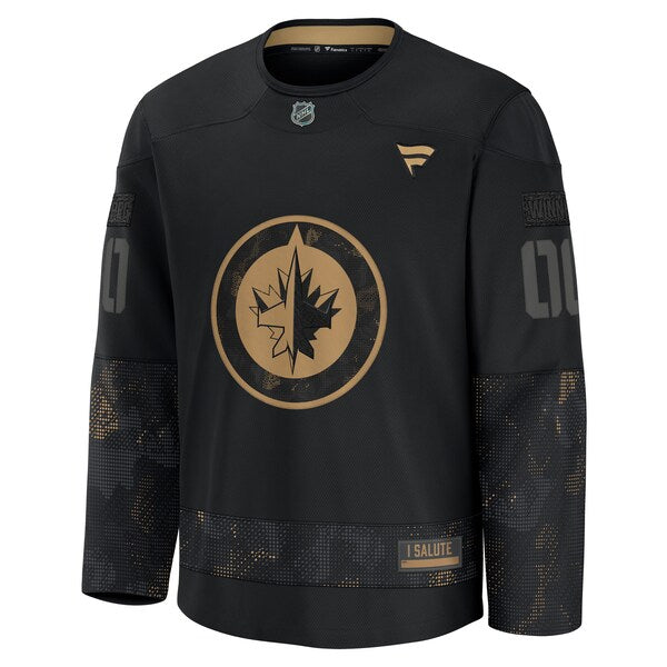Winnipeg Jets  2024 Military Appreciation Personalized Long Sleeve Practice Jersey - Black