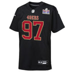Nick Bosa San Francisco 49ers Nike Youth Super Bowl LVIII Patch Carbon Fashion Game Jersey - Black