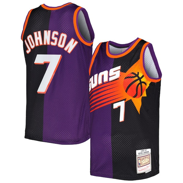 Kevin Johnson Phoenix Suns Hardwood Classics 1996/97 Split Swingman Jersey - Purple/Black