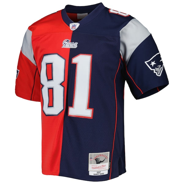 Randy Moss New England Patriots 2007 Split Legacy Replica Jersey - Navy/Red