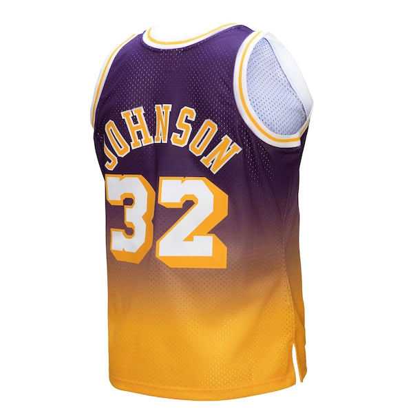 Magic Johnson Los Angeles Lakers 1984/85 Hardwood Classics Fadeaway Swingman Player Jersey - Gold/Purple