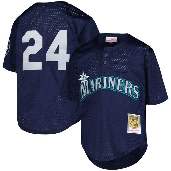Ken Griffey Jr. Seattle Mariners Youth Cooperstown Collection Mesh Batting Practice Jersey - Navy